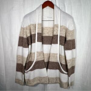 Retrelogy Soft Striped Tan & Cream Knit Long Cardigan Size M